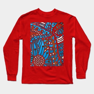 Red, white and blue modern mosaic print Long Sleeve T-Shirt